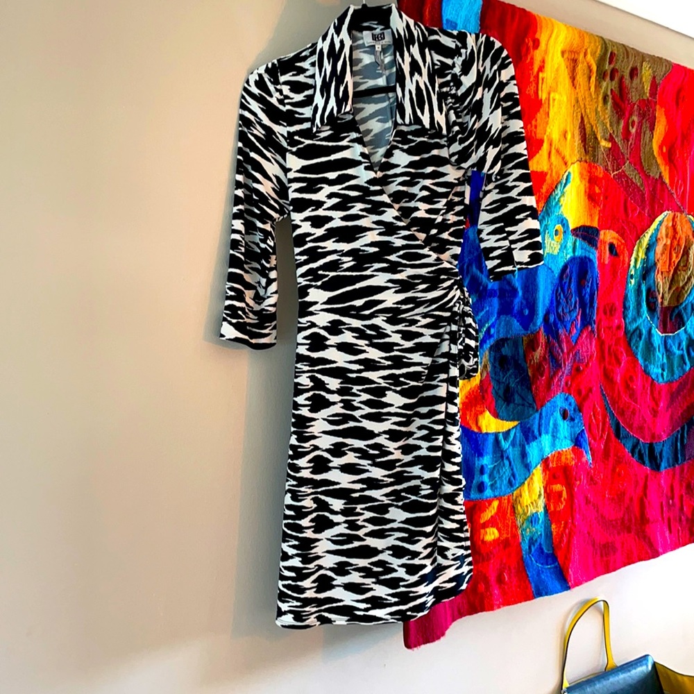 Zebra print wrap around dress